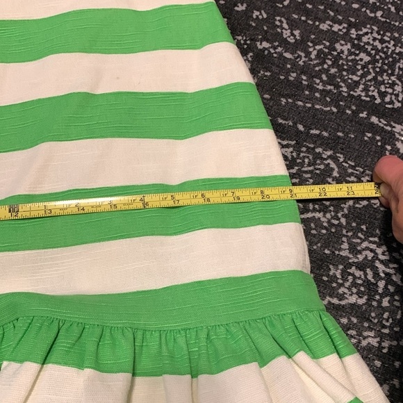 Kate spade senorita peplum green and white striped skirt size 12 ruffle midi - Picture 10 of 11